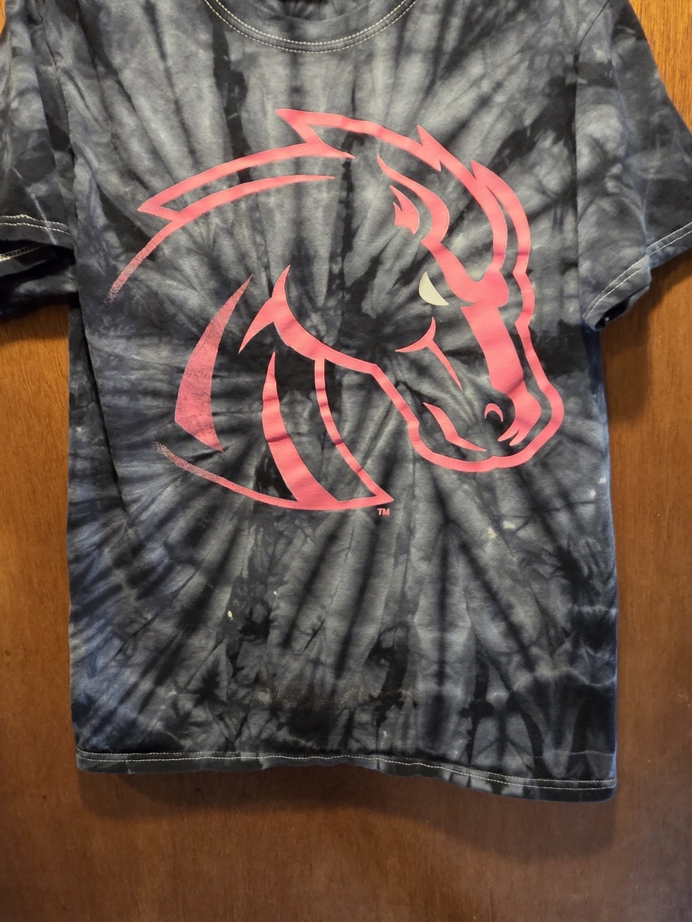Colts Black&gray Tie-Dye Short Sleeve Tee Pink Horse Graphic SzS